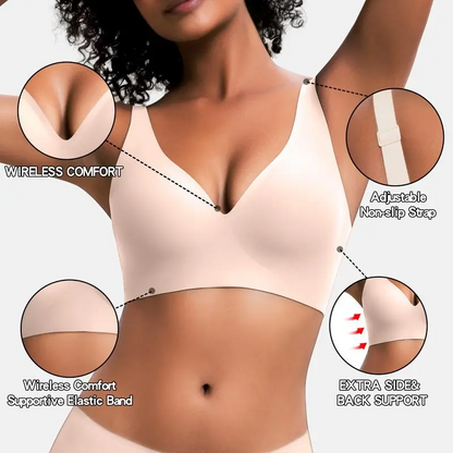 VRCÔMFY Vivid Bloom V-Neck Wireless Bra - Comfort & Lift for Women (VB)